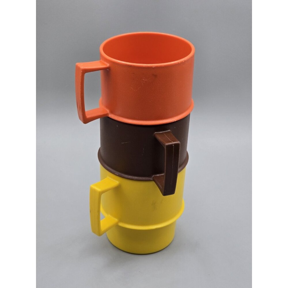 Set of 3 Vintage Tupperware #1312 Stackable Cups, Autumn/Fall Harvest Colors‎
